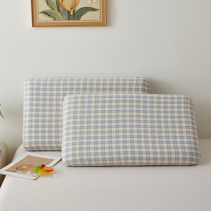 91家纺网 家纺一手货源 找家纺 翎盈家纺 2026新款纯棉水洗棉深睡枕专用枕套面包记忆枕枕头套 朵拉蓝