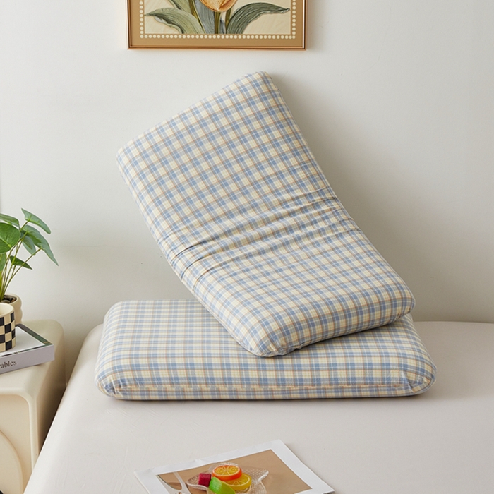 91家纺网 家纺一手货源 找家纺 翎盈家纺 2026新款纯棉水洗棉深睡枕专用枕套面包记忆枕枕头套 朵拉蓝