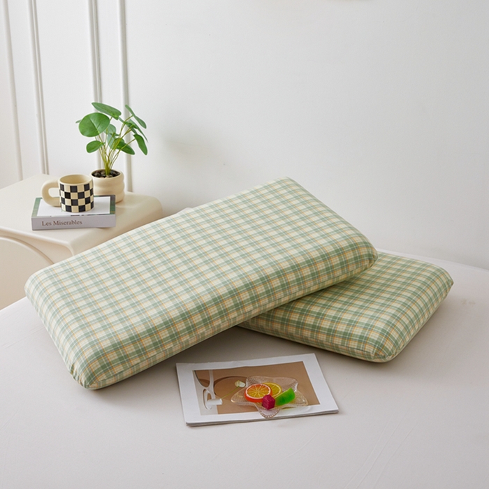 翎盈家纺 2026新款纯棉水洗棉深睡枕专用枕套面包记忆枕枕头套 朵拉-绿