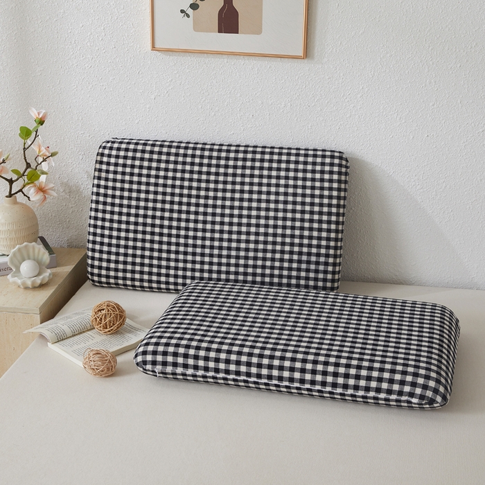 91家纺网 家纺一手货源 找家纺 翎盈家纺 2026新款纯棉水洗棉深睡枕专用枕套面包记忆枕枕头套 黑小格