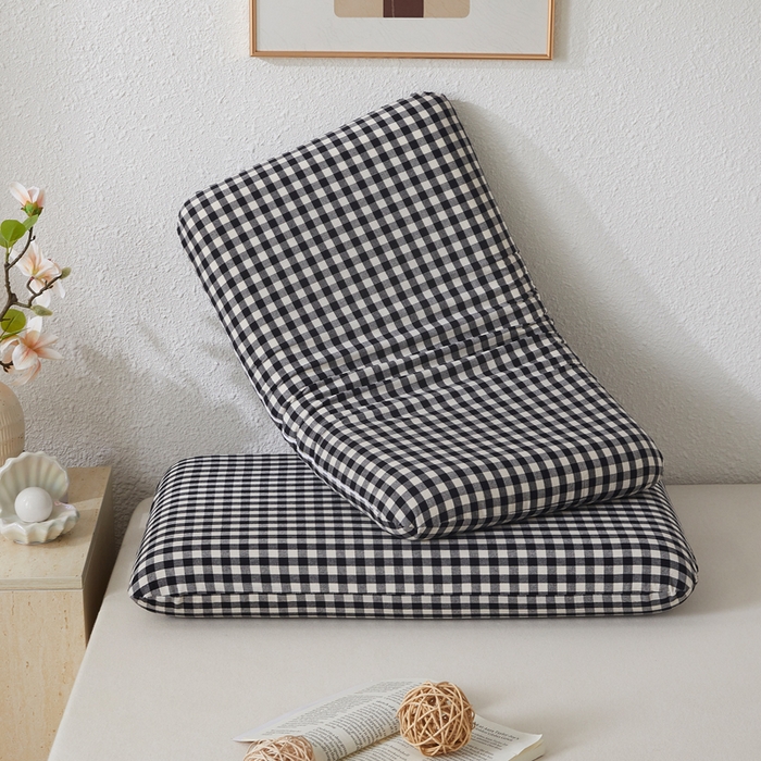 91家纺网 家纺一手货源 找家纺 翎盈家纺 2026新款纯棉水洗棉深睡枕专用枕套面包记忆枕枕头套 黑小格