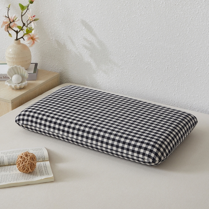 91家纺网 家纺一手货源 找家纺 翎盈家纺 2026新款纯棉水洗棉深睡枕专用枕套面包记忆枕枕头套 黑小格