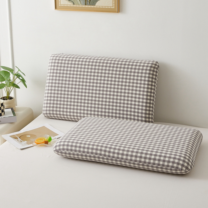 91家纺网 家纺一手货源 找家纺 翎盈家纺 2026新款纯棉水洗棉深睡枕专用枕套面包记忆枕枕头套 灰小格