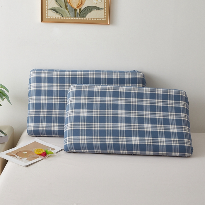 91家纺网 家纺一手货源 找家纺 翎盈家纺 2026新款纯棉水洗棉深睡枕专用枕套面包记忆枕枕头套 卡洛-蓝