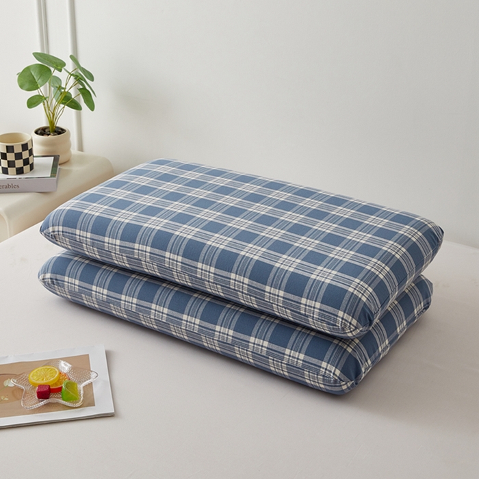 91家纺网 家纺一手货源 找家纺 翎盈家纺 2026新款纯棉水洗棉深睡枕专用枕套面包记忆枕枕头套 卡洛-蓝