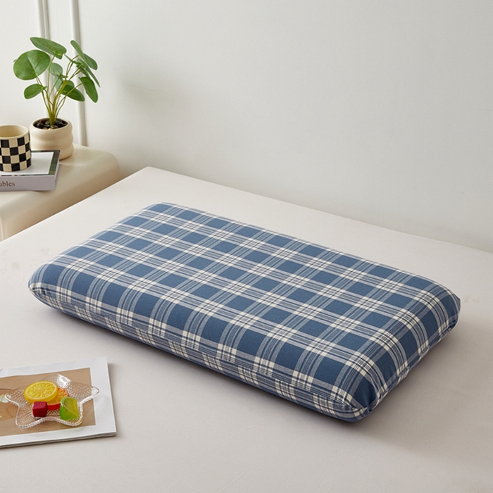 91家纺网 家纺一手货源 找家纺 翎盈家纺 2026新款纯棉水洗棉深睡枕专用枕套面包记忆枕枕头套 卡洛-蓝