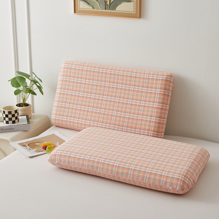 91家纺网 家纺一手货源 找家纺 翎盈家纺 2026新款纯棉水洗棉深睡枕专用枕套面包记忆枕枕头套 凯利-桔