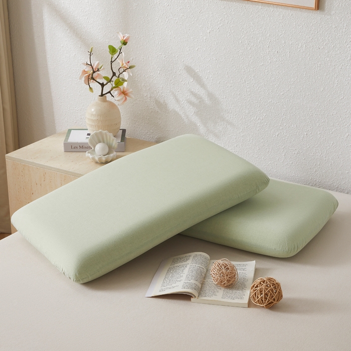 翎盈家纺 2026新款纯棉水洗棉深睡枕专用枕套面包记忆枕枕头套 浅果绿