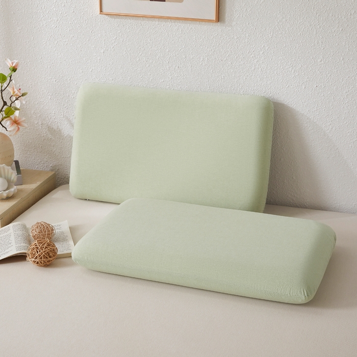 91家纺网 家纺一手货源 找家纺 翎盈家纺 2026新款纯棉水洗棉深睡枕专用枕套面包记忆枕枕头套 浅果绿