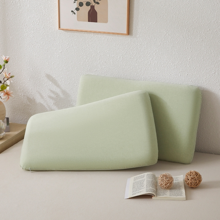 91家纺网 家纺一手货源 找家纺 翎盈家纺 2026新款纯棉水洗棉深睡枕专用枕套面包记忆枕枕头套 浅果绿