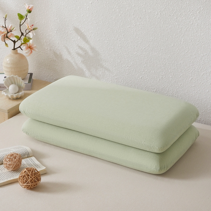 91家纺网 家纺一手货源 找家纺 翎盈家纺 2026新款纯棉水洗棉深睡枕专用枕套面包记忆枕枕头套 浅果绿