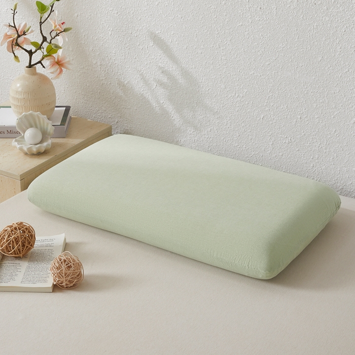 91家纺网 家纺一手货源 找家纺 翎盈家纺 2026新款纯棉水洗棉深睡枕专用枕套面包记忆枕枕头套 浅果绿