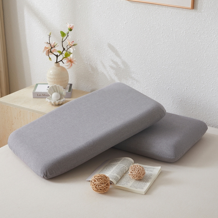 翎盈家纺 2026新款纯棉水洗棉深睡枕专用枕套面包记忆枕枕头套 浅灰