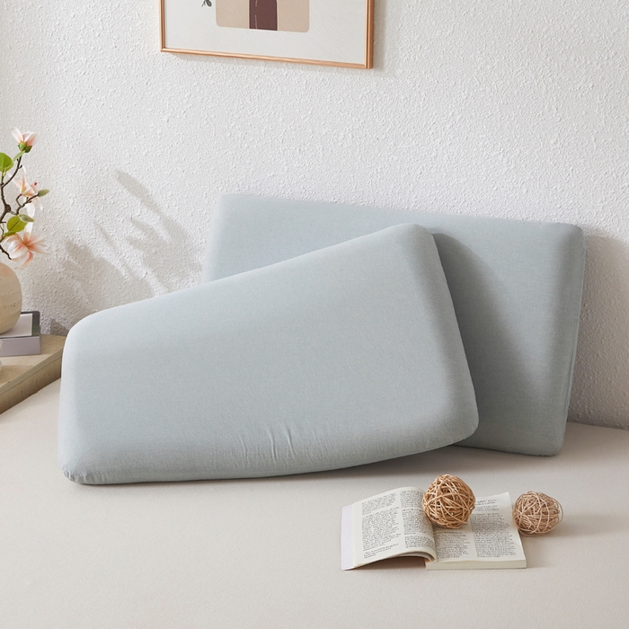 91家纺网 家纺一手货源 找家纺 翎盈家纺 2026新款纯棉水洗棉深睡枕专用枕套面包记忆枕枕头套 浅蓝