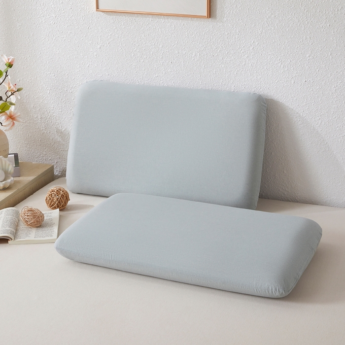 91家纺网 家纺一手货源 找家纺 翎盈家纺 2026新款纯棉水洗棉深睡枕专用枕套面包记忆枕枕头套 浅蓝