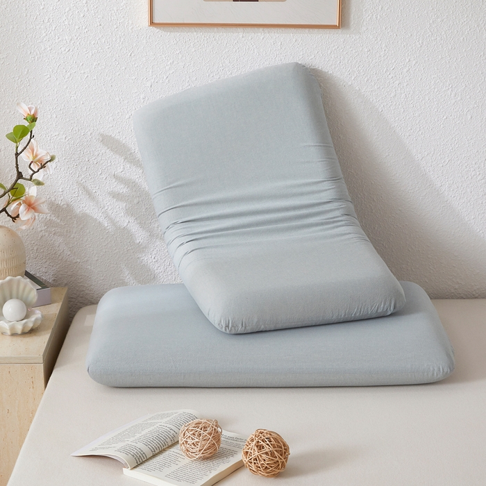 91家纺网 家纺一手货源 找家纺 翎盈家纺 2026新款纯棉水洗棉深睡枕专用枕套面包记忆枕枕头套 浅蓝