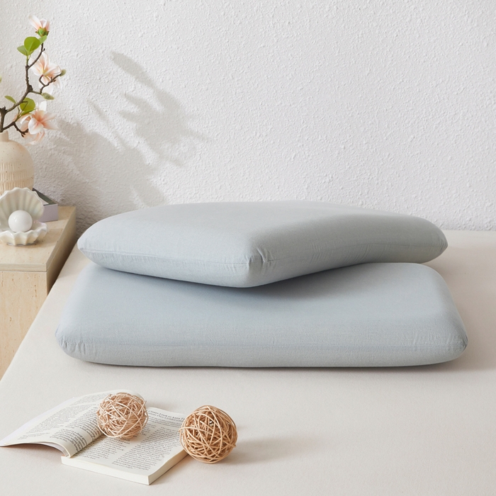 91家纺网 家纺一手货源 找家纺 翎盈家纺 2026新款纯棉水洗棉深睡枕专用枕套面包记忆枕枕头套 浅蓝