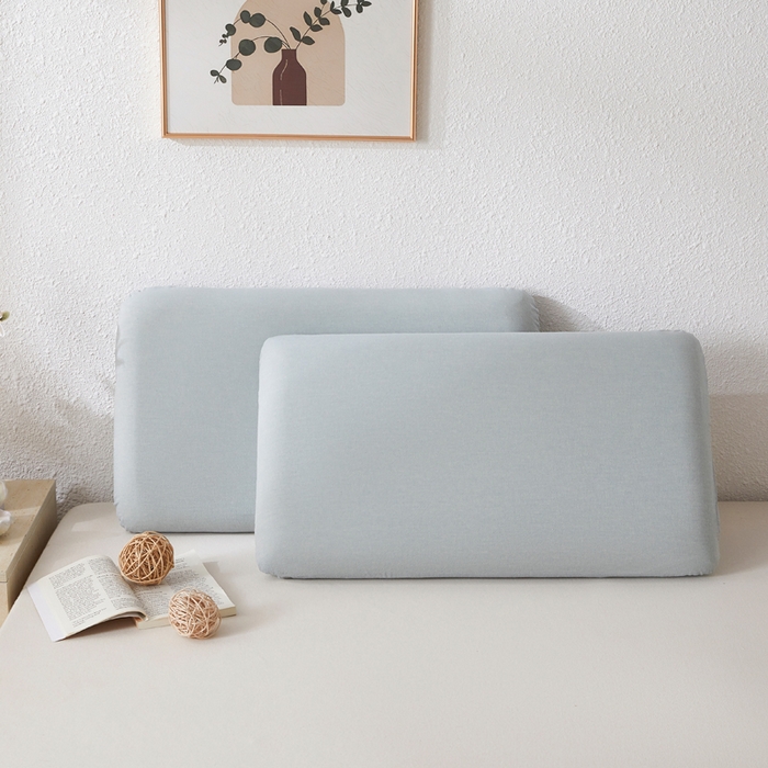 91家纺网 家纺一手货源 找家纺 翎盈家纺 2026新款纯棉水洗棉深睡枕专用枕套面包记忆枕枕头套 浅蓝