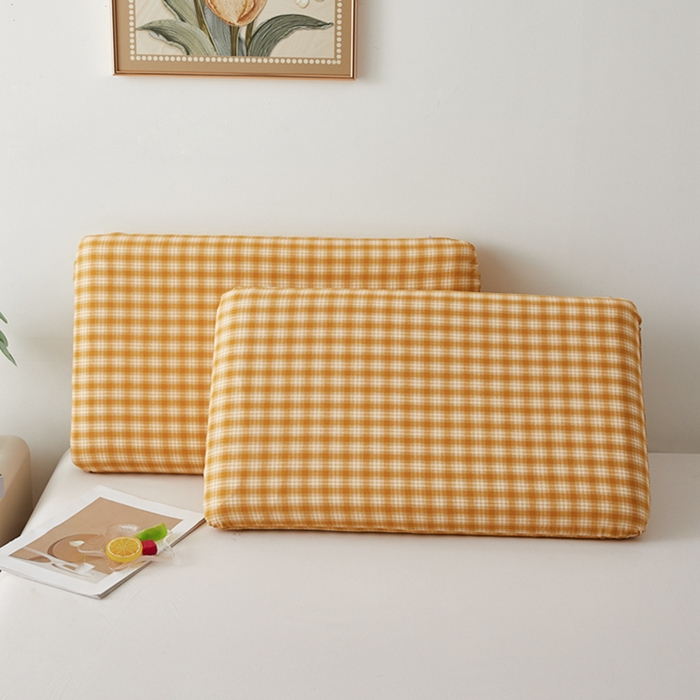 91家纺网 家纺一手货源 找家纺 翎盈家纺 2026新款纯棉水洗棉深睡枕专用枕套面包记忆枕枕头套 尚品-黄