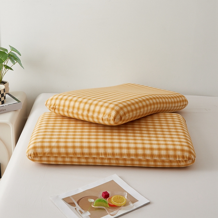 91家纺网 家纺一手货源 找家纺 翎盈家纺 2026新款纯棉水洗棉深睡枕专用枕套面包记忆枕枕头套 尚品-黄