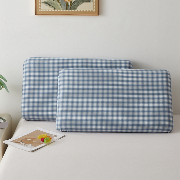 91家纺网 家纺一手货源 找家纺 翎盈家纺 2026新款纯棉水洗棉深睡枕专用枕套面包记忆枕枕头套 尚品-蓝