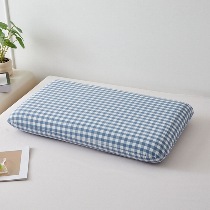 91家纺网 家纺一手货源 找家纺 翎盈家纺 2026新款纯棉水洗棉深睡枕专用枕套面包记忆枕枕头套 天蓝小格