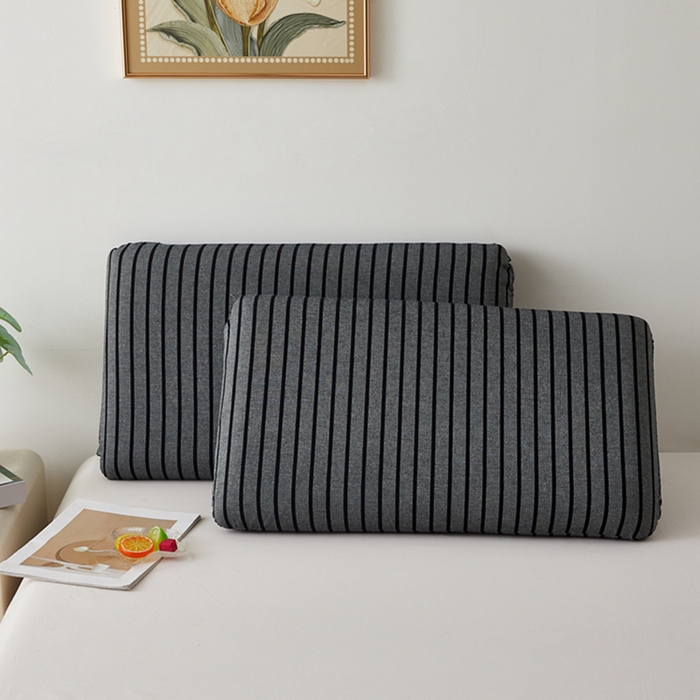 91家纺网 家纺一手货源 找家纺 翎盈家纺 2026新款纯棉水洗棉深睡枕专用枕套面包记忆枕枕头套 条纹黑