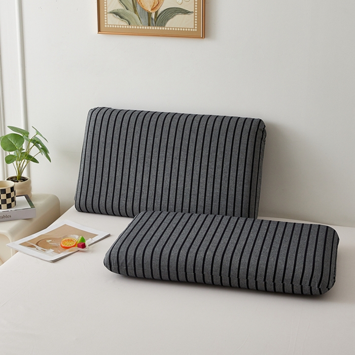 91家纺网 家纺一手货源 找家纺 翎盈家纺 2026新款纯棉水洗棉深睡枕专用枕套面包记忆枕枕头套 条纹黑