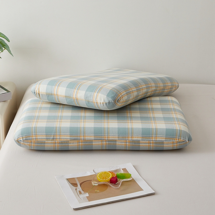 91家纺网 家纺一手货源 找家纺 翎盈家纺 2026新款纯棉水洗棉深睡枕专用枕套面包记忆枕枕头套 遇见-蓝