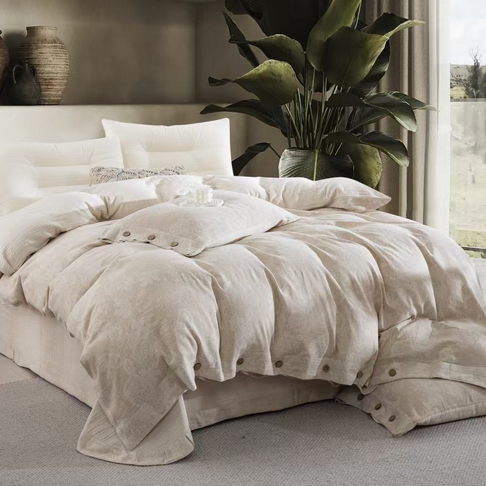 91家纺网 家纺一手货源 找家纺 （总）仰望棉麻双层纱供应链 2026新款棉麻色织提花纽扣款-福禄双全