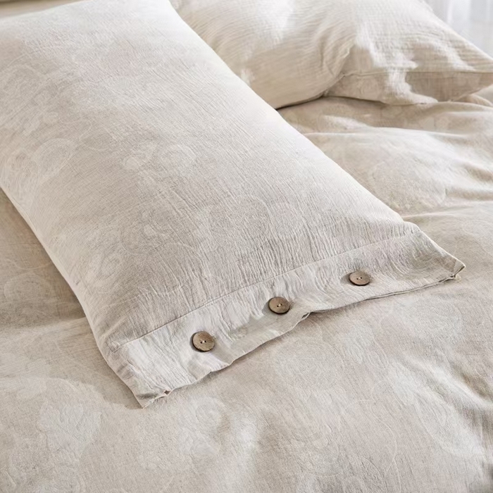 91家纺网 家纺一手货源 找家纺 （总）仰望棉麻双层纱供应链 2026新款棉麻色织提花纽扣款-福禄双全