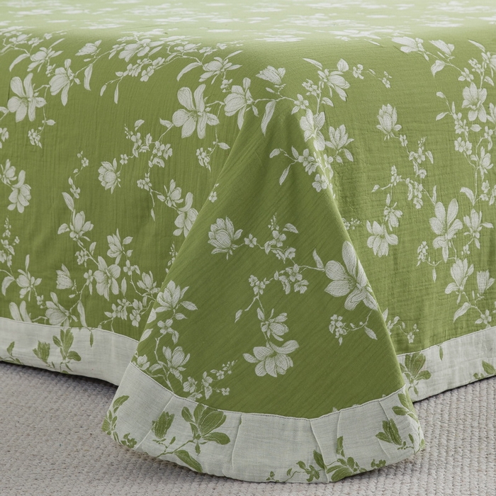 91家纺网 家纺一手货源 找家纺 （总）仰望棉麻双层纱供应链 2026新款扶摇小清新风全棉纯棉色织提花双层纱纽扣款四件套