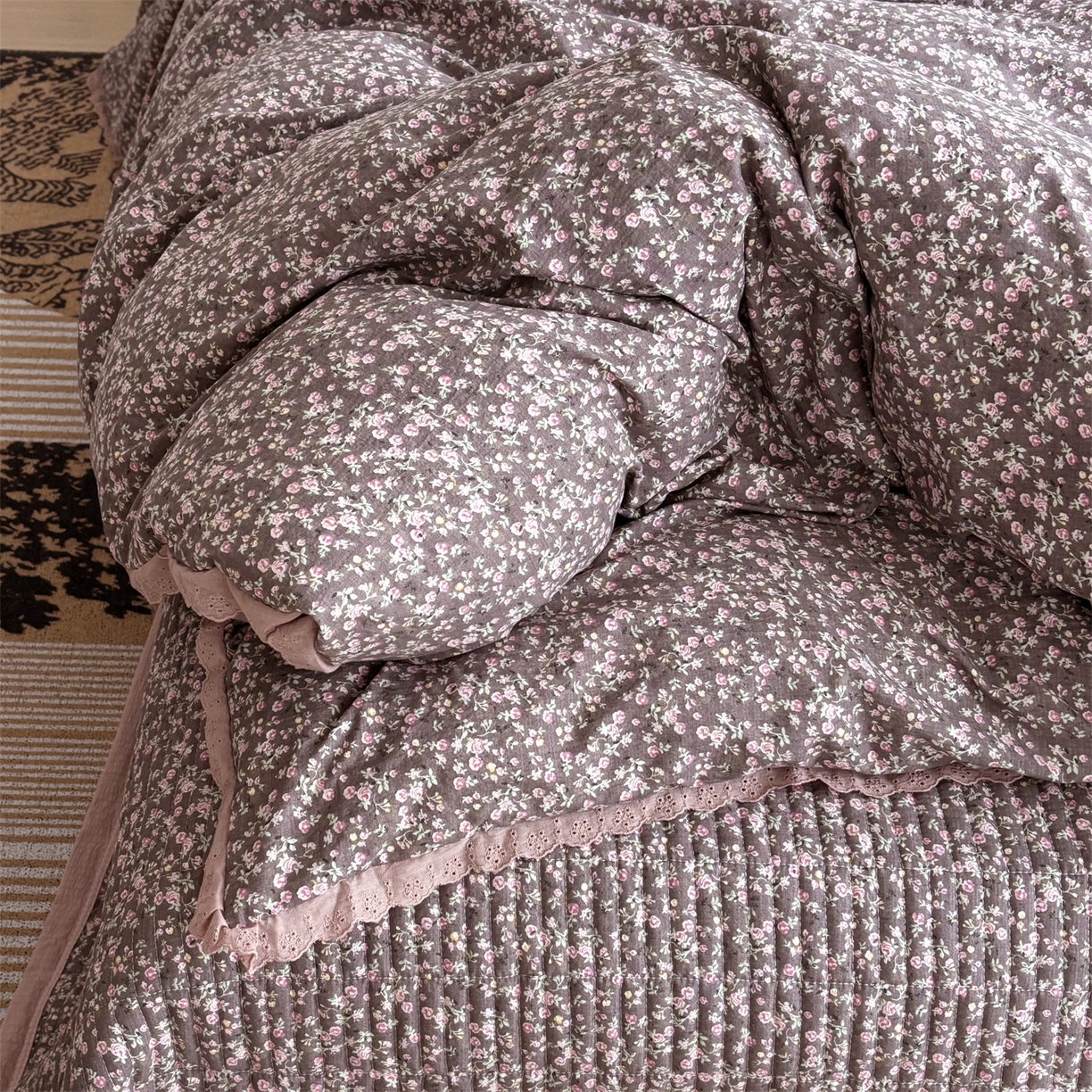 91家纺网 家纺一手货源 找家纺 （总）明玉家纺馆 2026新款古法水洗仿棉床盖四件套