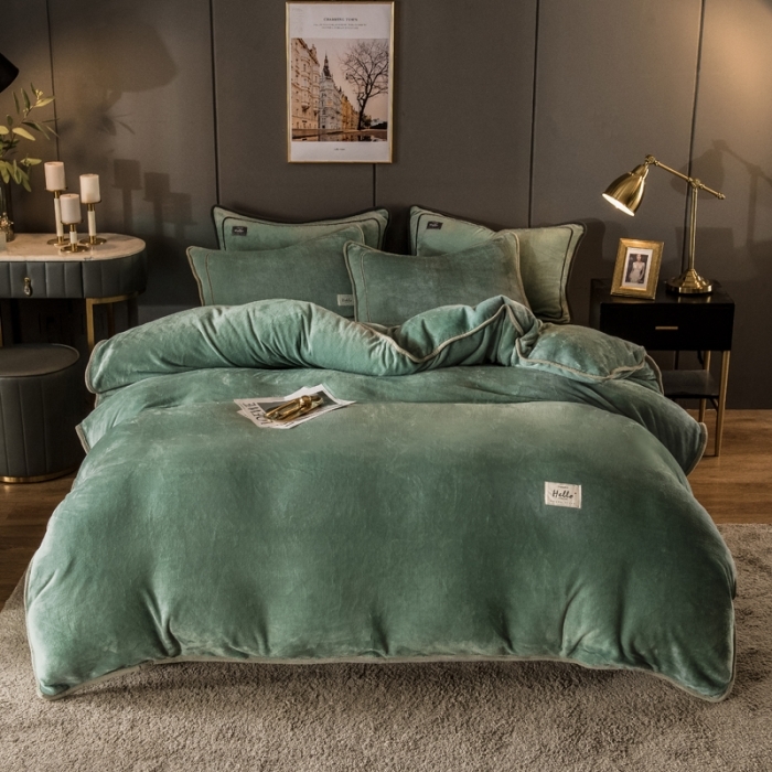 栩裕纺织 2026新款网红爆款意式轻奢牛奶绒单被套被套单件被套单品 麦绿