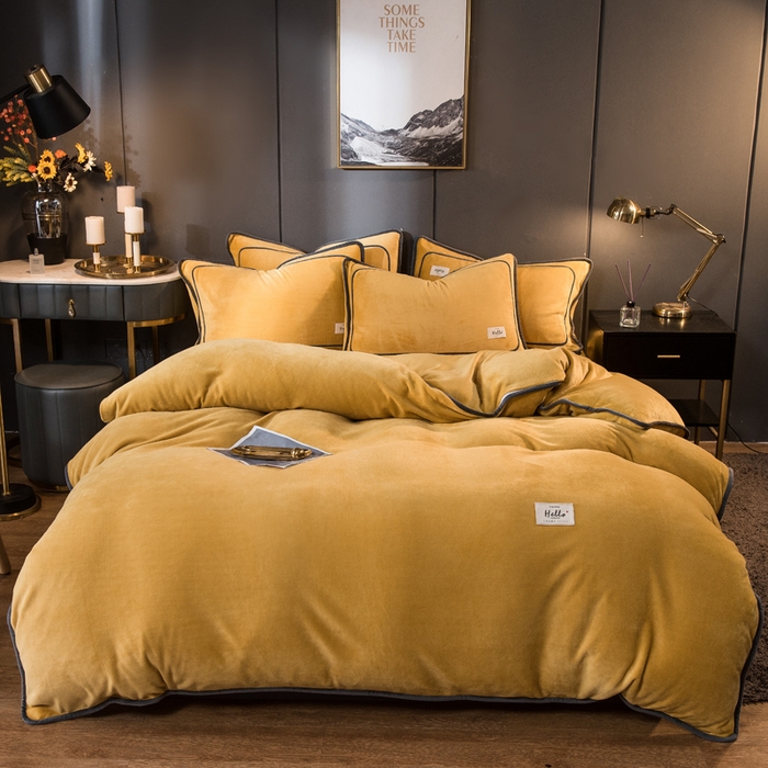 栩裕纺织 2026新款网红爆款意式轻奢牛奶绒单被套被套单件被套单品 柠檬黄