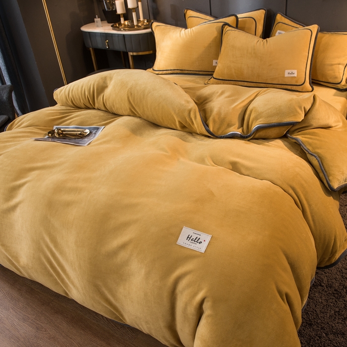 91家纺网 家纺一手货源 找家纺 栩裕纺织 2026新款网红爆款意式轻奢牛奶绒单被套被套单件被套单品 柠檬黄