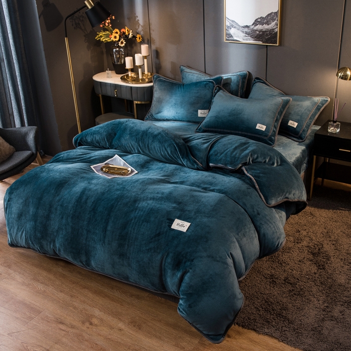 91家纺网 家纺一手货源 找家纺 栩裕纺织 2026新款网红爆款意式轻奢牛奶绒单被套被套单件被套单品 宝石蓝