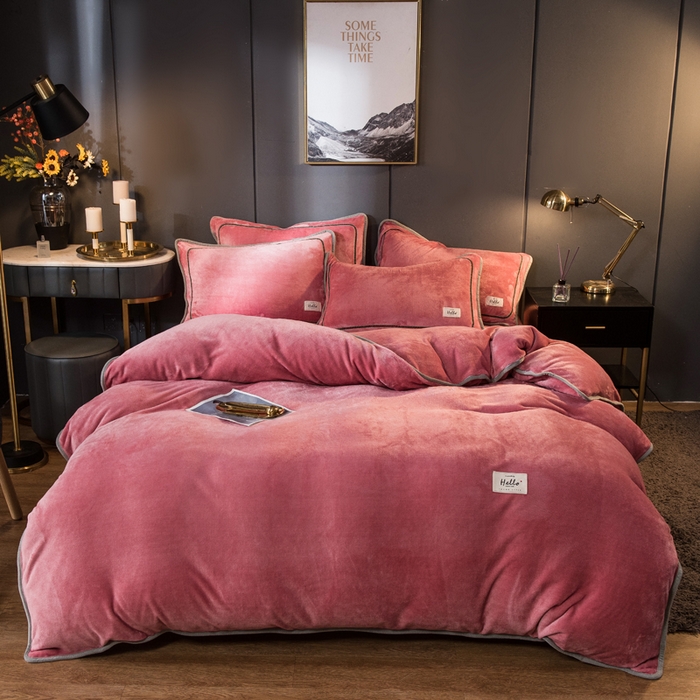 栩裕纺织 2026新款网红爆款意式轻奢牛奶绒单被套被套单件被套单品 胭脂红