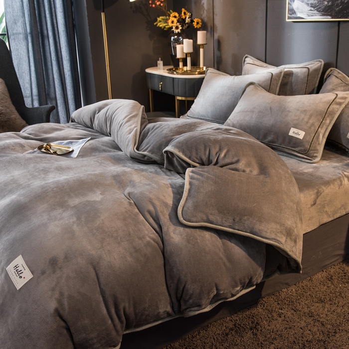 91家纺网 家纺一手货源 找家纺 栩裕纺织 2026新款网红爆款意式轻奢牛奶绒单被套被套单件被套单品 时尚灰