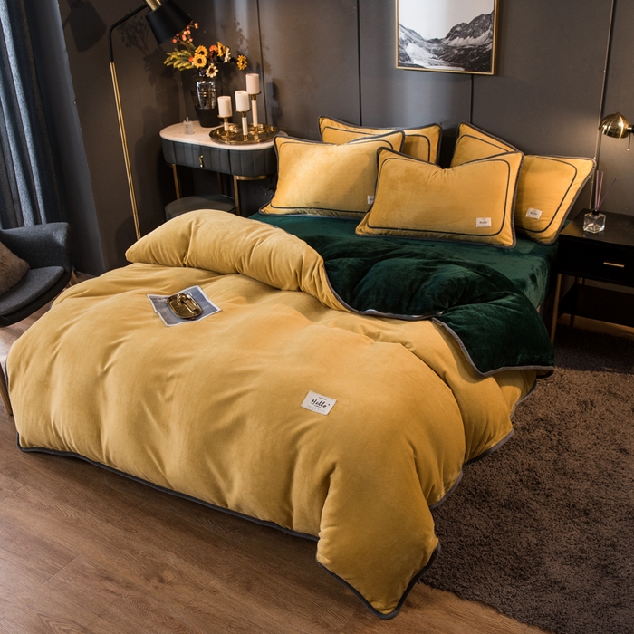 91家纺网 家纺一手货源 找家纺 栩裕纺织 2026新款网红爆款意式轻奢牛奶绒单被套被套单件被套单品 琥珀