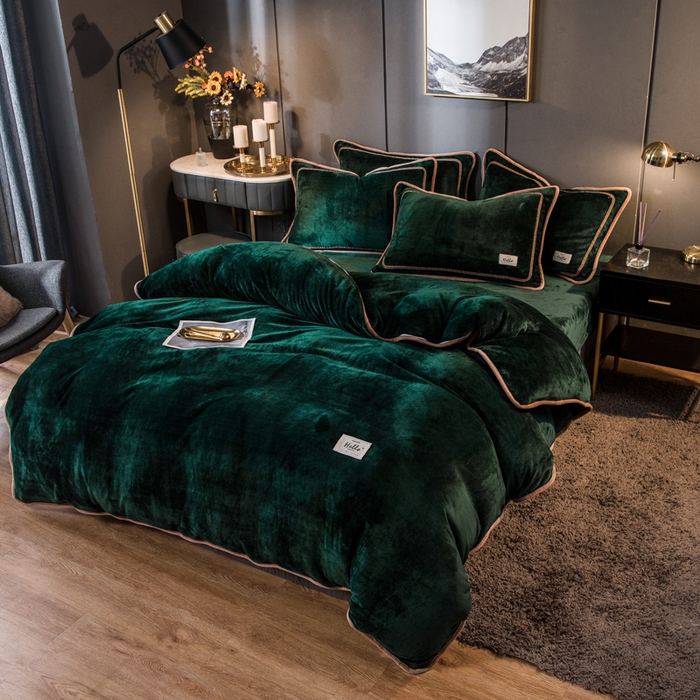 91家纺网 家纺一手货源 找家纺 栩裕纺织 2026新款网红爆款意式轻奢牛奶绒单被套被套单件被套单品 玛瑙绿