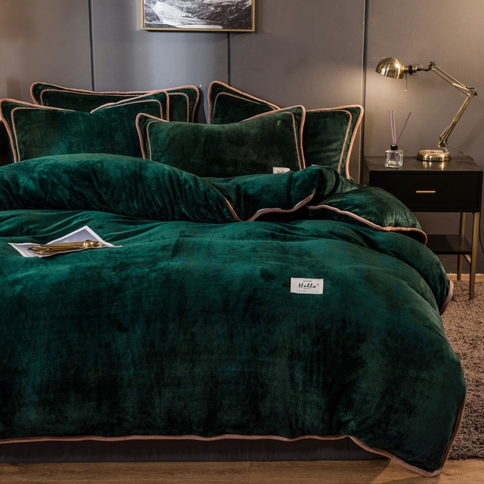 91家纺网 家纺一手货源 找家纺 栩裕纺织 2026新款网红爆款意式轻奢牛奶绒单被套被套单件被套单品 玛瑙绿