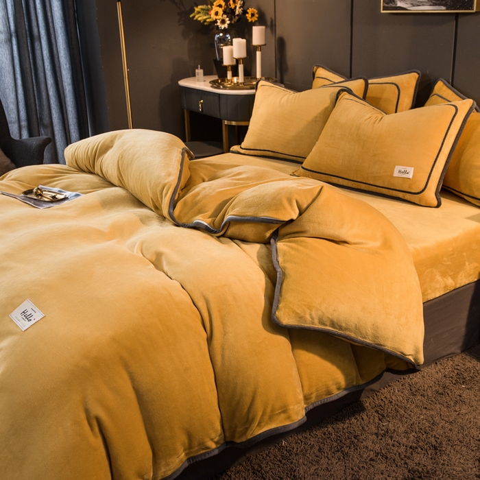 91家纺网 家纺一手货源 找家纺 栩裕纺织 2026新款网红爆款意式轻奢牛奶绒单被套被套单件被套单品 柠檬黄