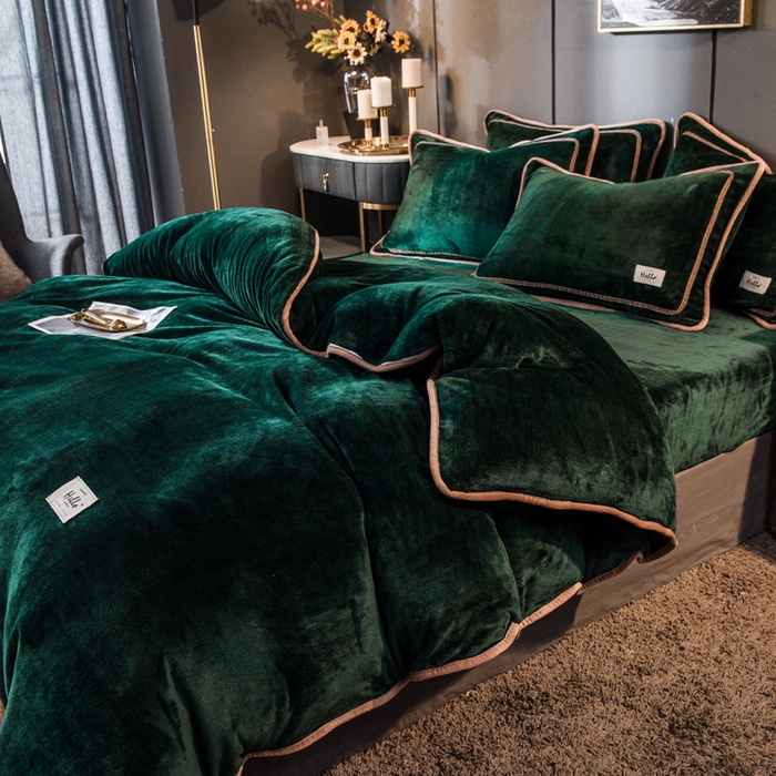 91家纺网 家纺一手货源 找家纺 栩裕纺织 2026新款网红爆款意式轻奢牛奶绒单被套被套单件被套单品 玛瑙绿