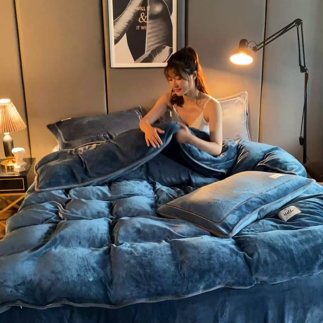 91家纺网 家纺一手货源 找家纺 （总）栩裕纺织 2026新款网红爆款意式轻奢牛奶绒单被套被套单件被套单品