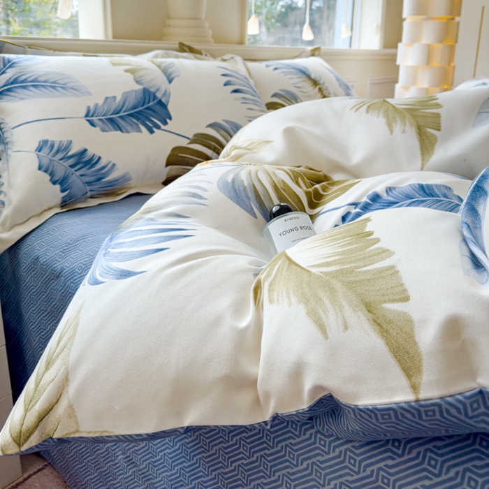 91家纺网 家纺一手货源 找家纺 佑佳2024新款140克磨毛印花植物羊绒四件套直播 千叶寻梦