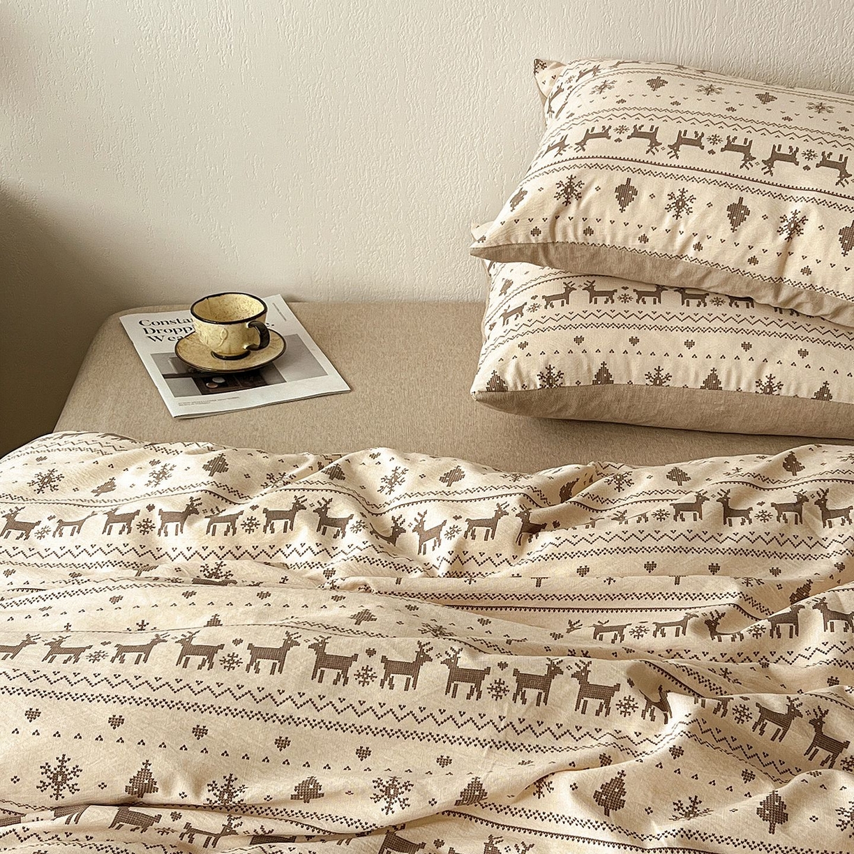 91家纺网 家纺一手货源 找家纺 恋之语 2026新款水洗色织提花工艺系列四件套（量大从优） 北欧童话