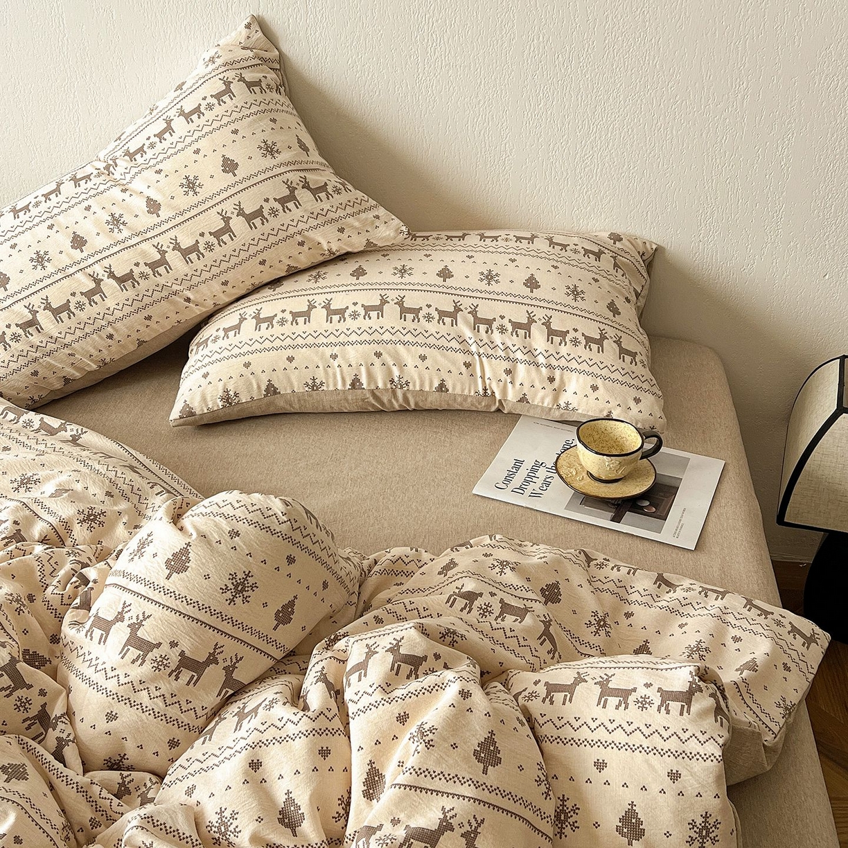 91家纺网 家纺一手货源 找家纺 恋之语 2026新款水洗色织提花工艺系列四件套（量大从优） 北欧童话