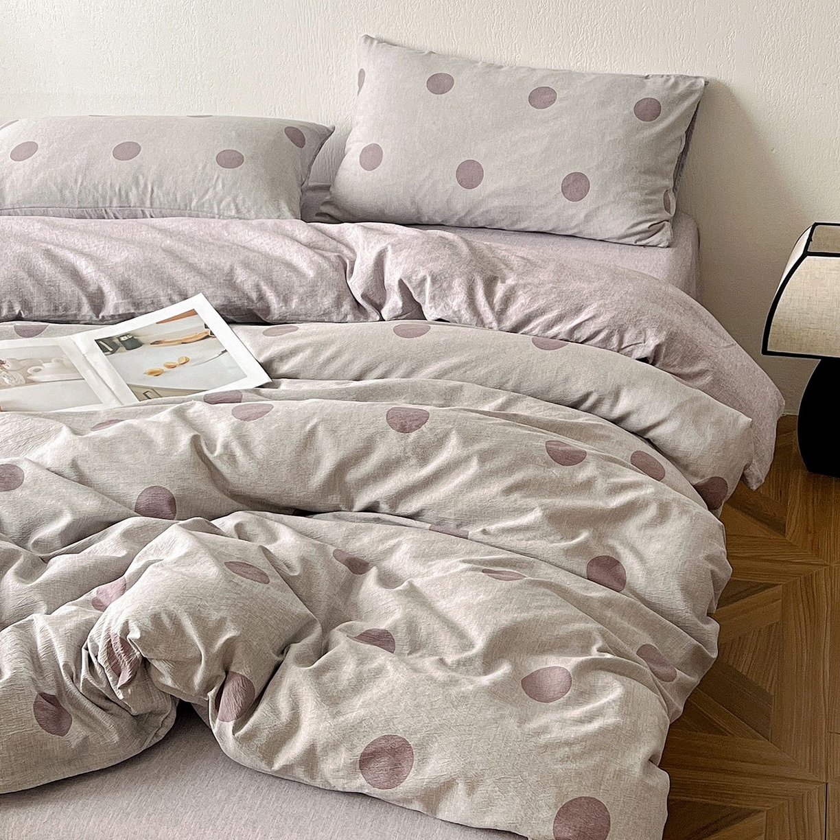 91家纺网 家纺一手货源 找家纺 恋之语 2026新款水洗色织提花工艺系列四件套（量大从优） 波点