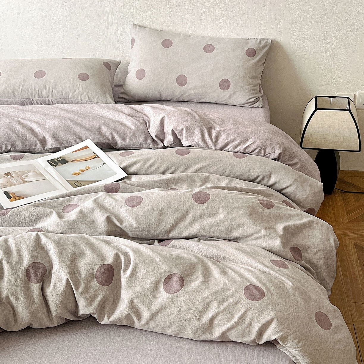 91家纺网 家纺一手货源 找家纺 恋之语 2026新款水洗色织提花工艺系列四件套（量大从优） 波点